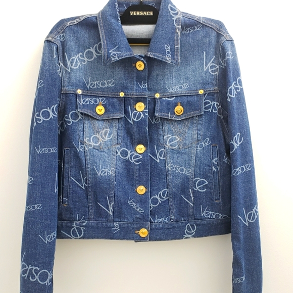 ***SOLD***100% Authentic Versace Logo Denim Jacket - Picture 1 of 13